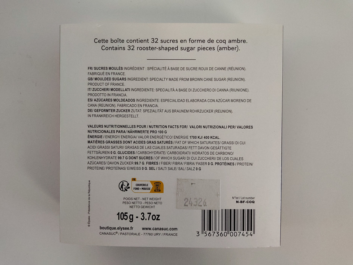 Canasuc Cocorico Rooster-Shaped Sugar, 7.05 oz (200g)