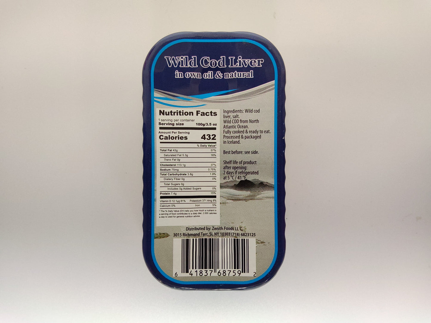 Royal Zenith Cod Liver in Own Oil, 4.06 oz (115g)