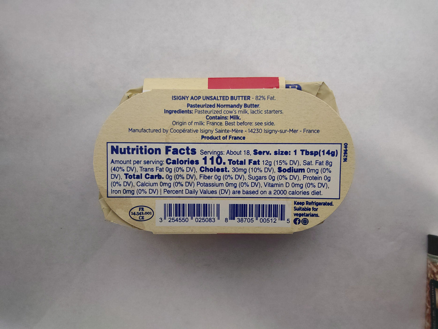 Isigny Ste-Mere Beurre d Isigny AOP Butter, 8.8 oz (250g)