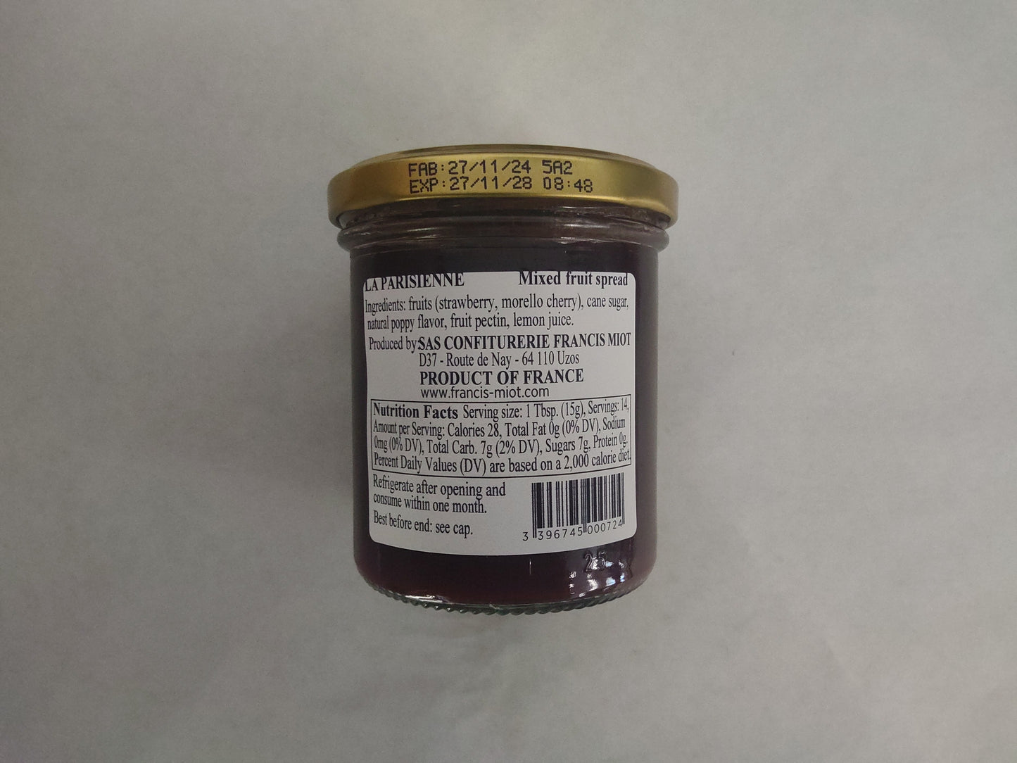 Maison Francis Miot La Parisienne French Jam, 7.76 oz (220g) (discont)