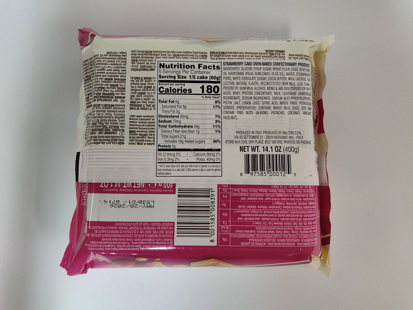 Balconi Strawberry Cake, 14.1 oz (400g)