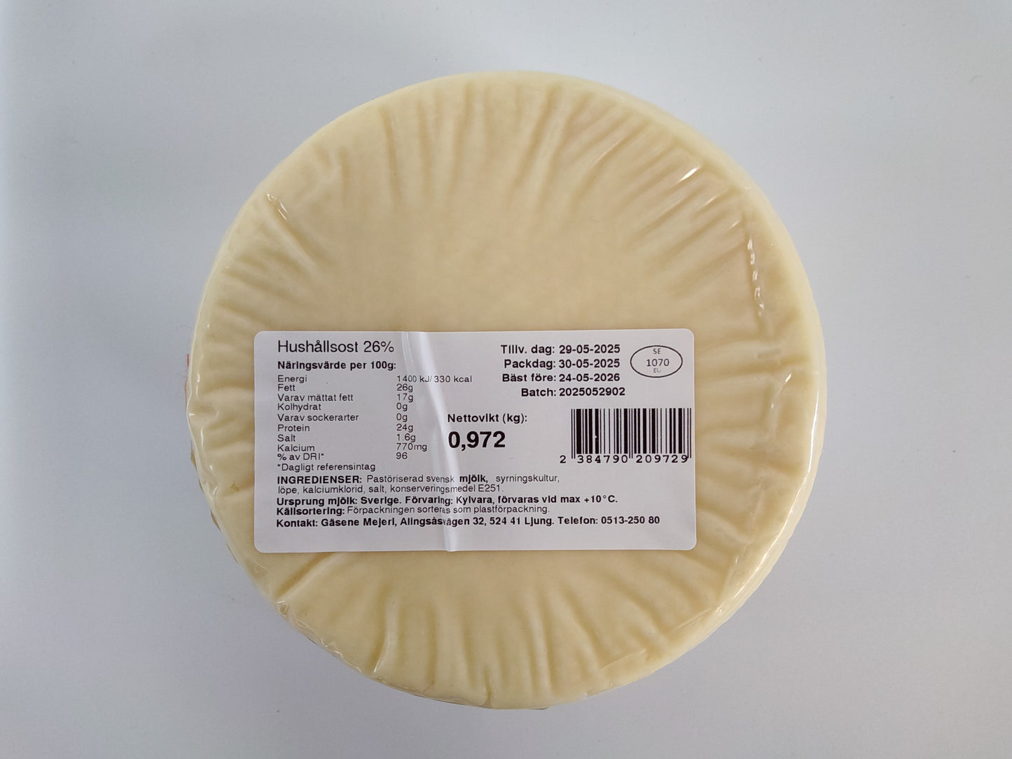 Gasene Mejeri Hushallsost, 0.972 kg (sold by weight)