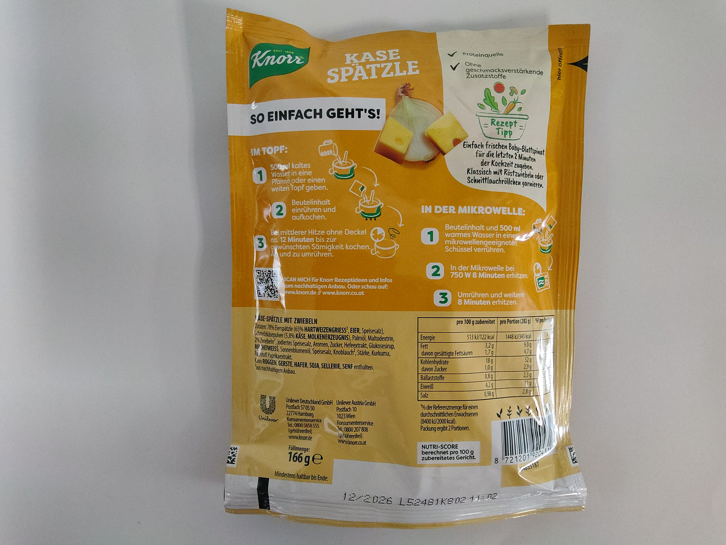 Knorr Huttenschmaus Kasespaetzle, 166 g