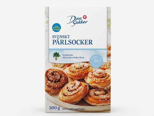 DanSukker Pearl Sugar (Pärlsocker), 17.6 oz (500g)