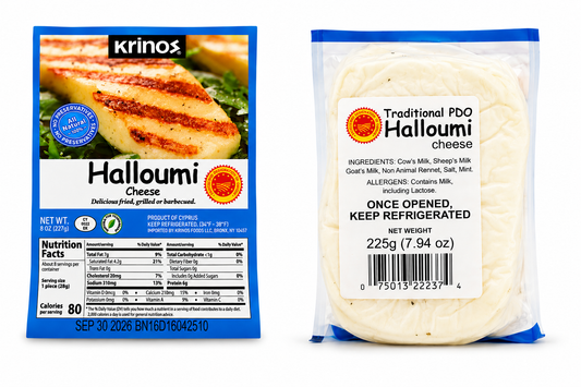 Krinos Traditional PDO Halloumi Cheese, 8.8 oz (250g)