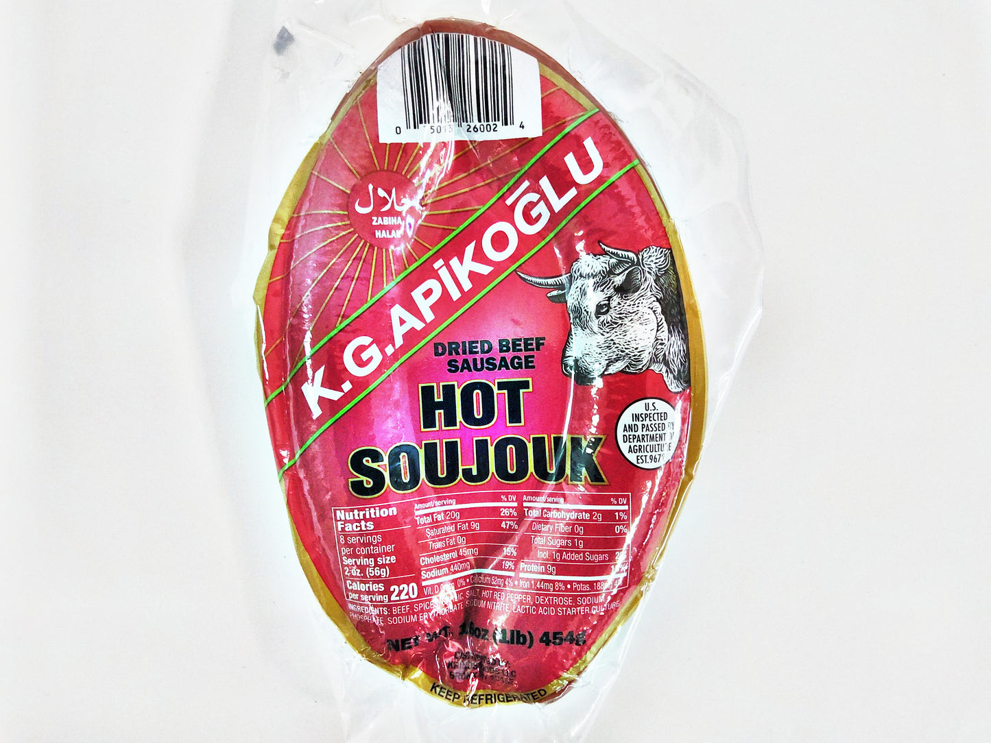 K.G. Apikoğlu Hot Soujouk, 16 oz (1 lb) / 454 g