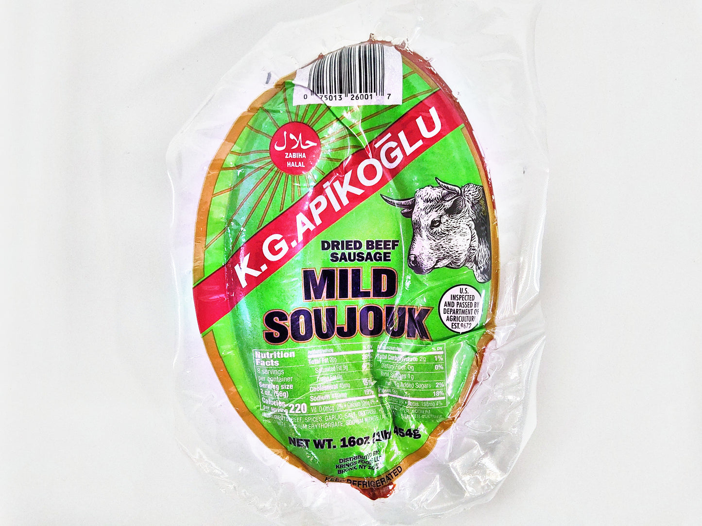 K.G. Apikoğlu Mild Soujouk, 16 oz (1 lb) / 454 g