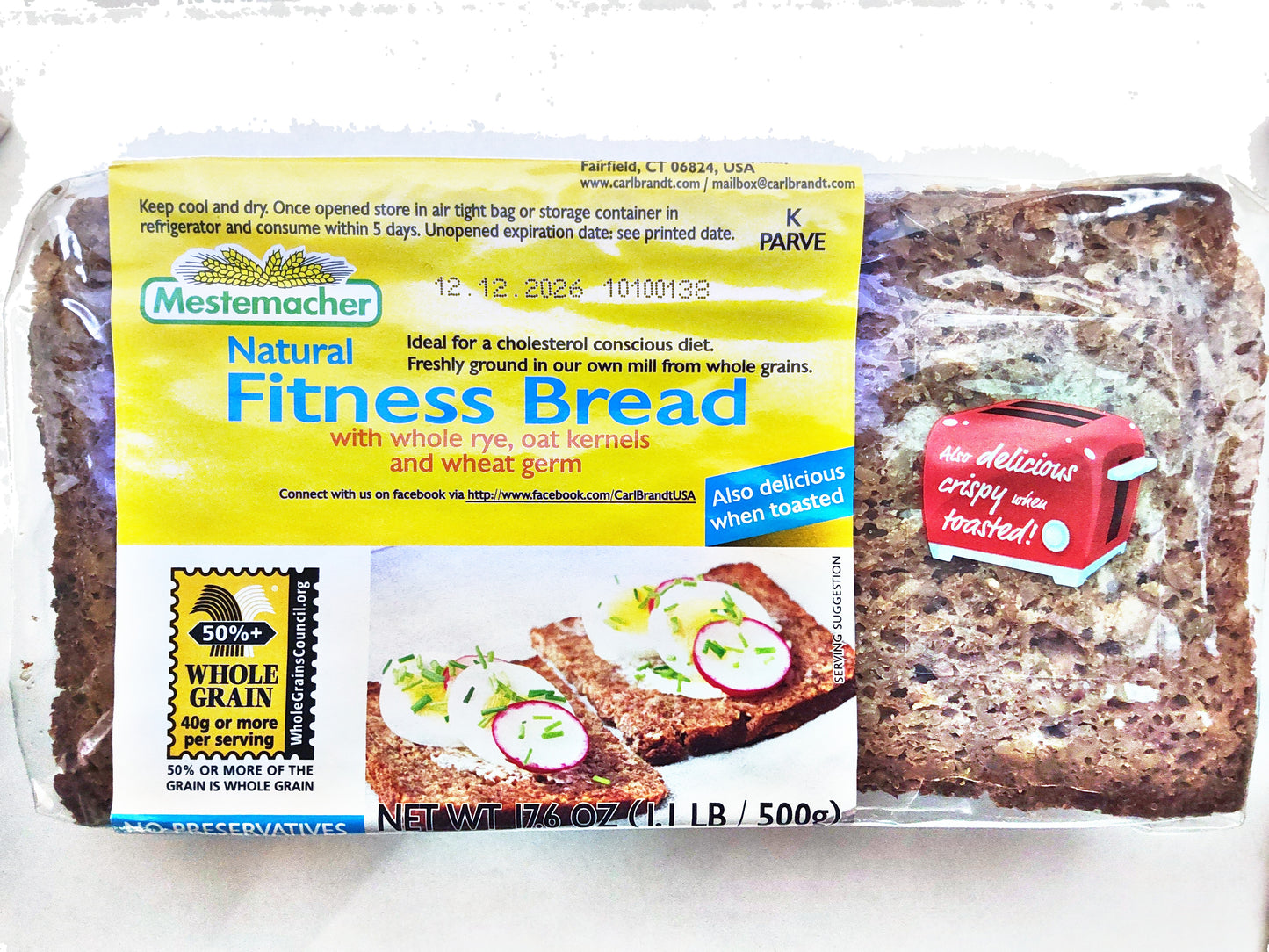 Mestemacher Natural Fitness Bread, 17.6 oz (500 g)