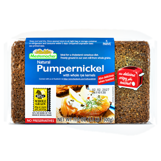 Mestemacher Natural Pumpernickel, 17.6 oz (500 g)