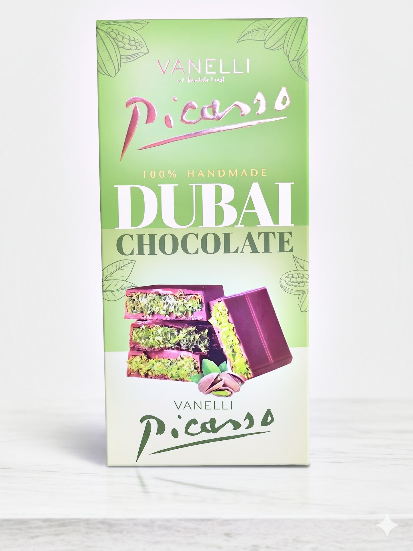 Vanelli Picasso – 100% Handmade Dubai Pistachio Chocolate (Premium Bar)